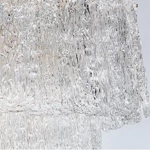 3 layers rectangular tiered handmade art glass chandelier for livingroom
