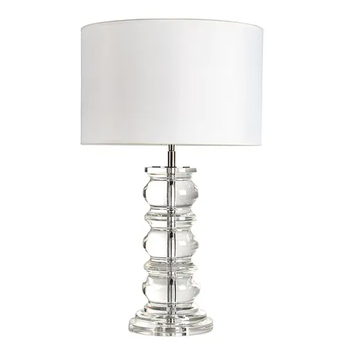 Luxury round complex crystal glass desk table lamp with fabric shade table lamp for livingroom bedroom