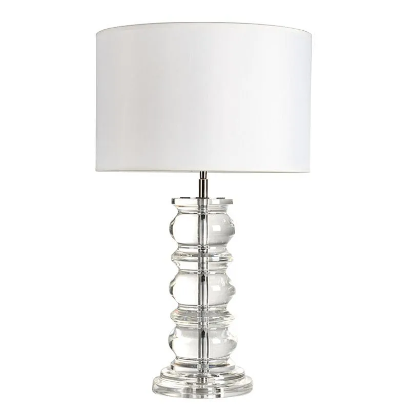 Luxury round complex crystal glass desk table lamp with fabric shade table lamp for livingroom bedroom