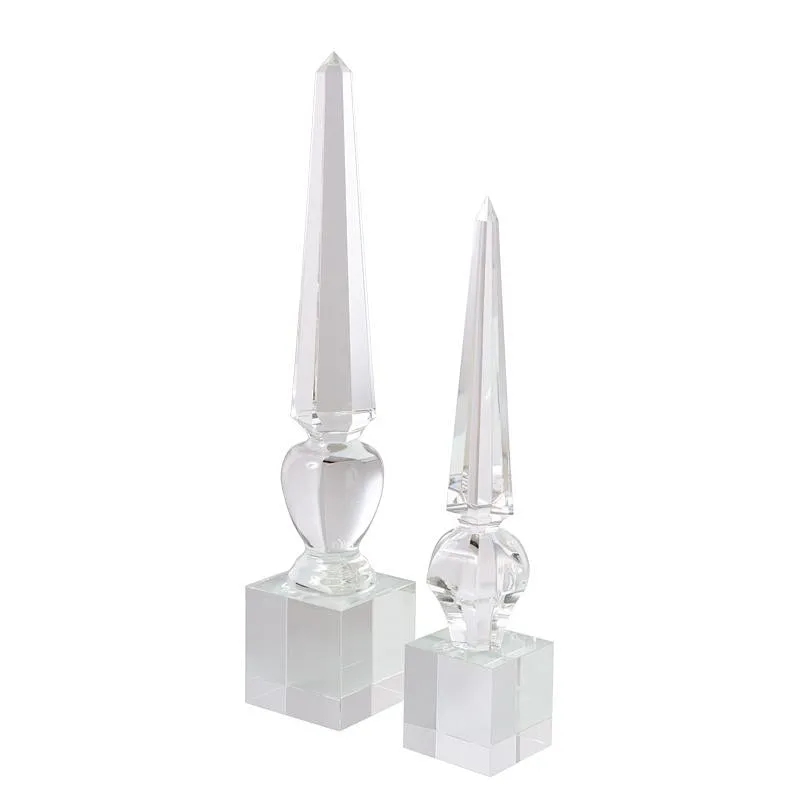 Solid crystal glass obelisk
