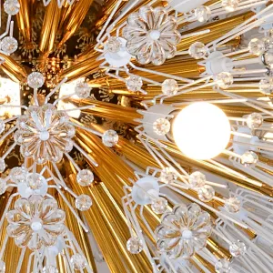 Modern dandelion crystal glass gold spherical pendant chandelier for restaurant