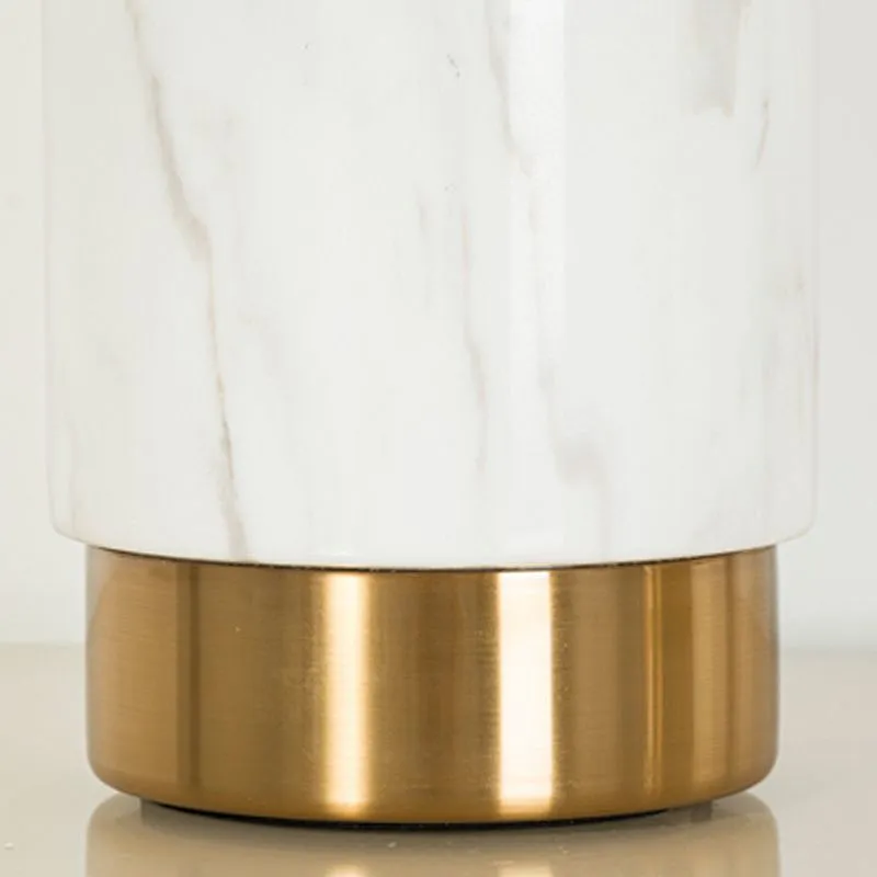Tabletop white marble gold steel cylinder vase home décor