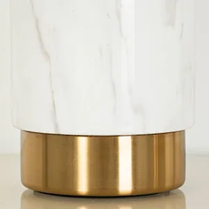Tabletop white marble gold steel cylinder vase home décor