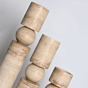 Natural travertine stone decorative candlestick