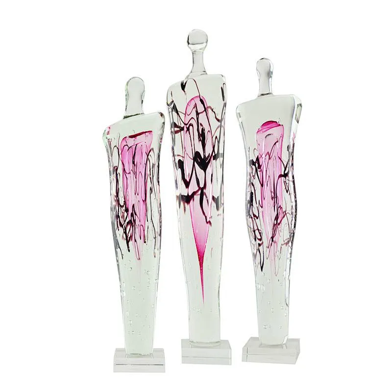 Creative Modern Clear Red Charley Coloured Glaze crystal glass Statue for Home Decor