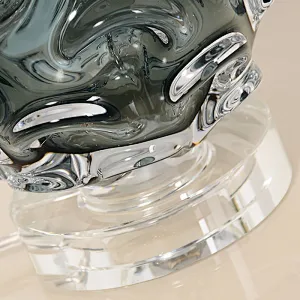 Handmade color crystal glass ball in dark green color with fabric lampshade mini bedside table lamp for bedroom