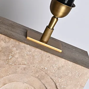 Arched door natural travertine stone desk table lamp with fabric lampshade for living room bedroom