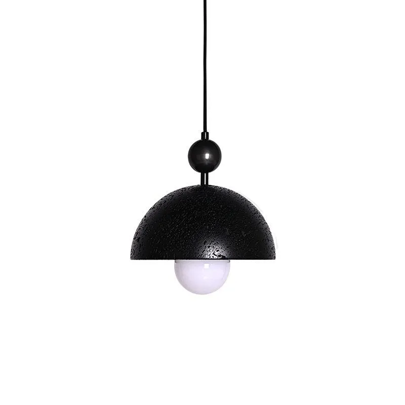 Antique bronze finish semicircle natural black travertine stone restaurant pendant light