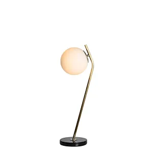 Modern style dimmable brass finish fruited melon milky glass ball table lamp