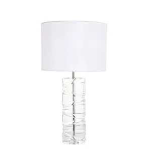 Modern fabric shade crystal glass column base table lamp for livingroom bedroom