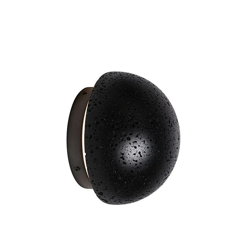 Solar eclipse natural black travertine stone wall light