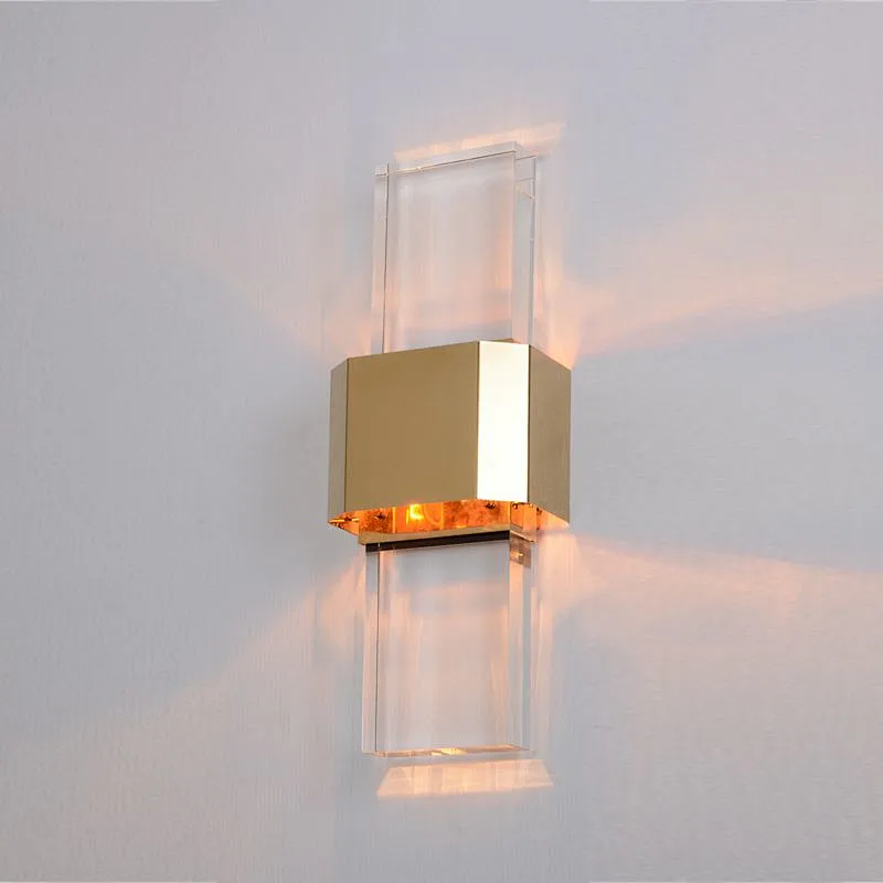 Modern style decorative crystal glass interior wall lamp for living room bedside