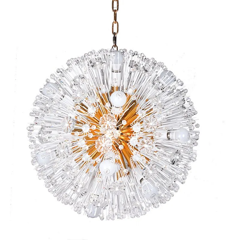 Modern dandelion crystal glass gold spherical pendant chandelier for living room