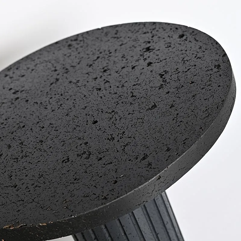 FRP column natural black travertine stone corner table