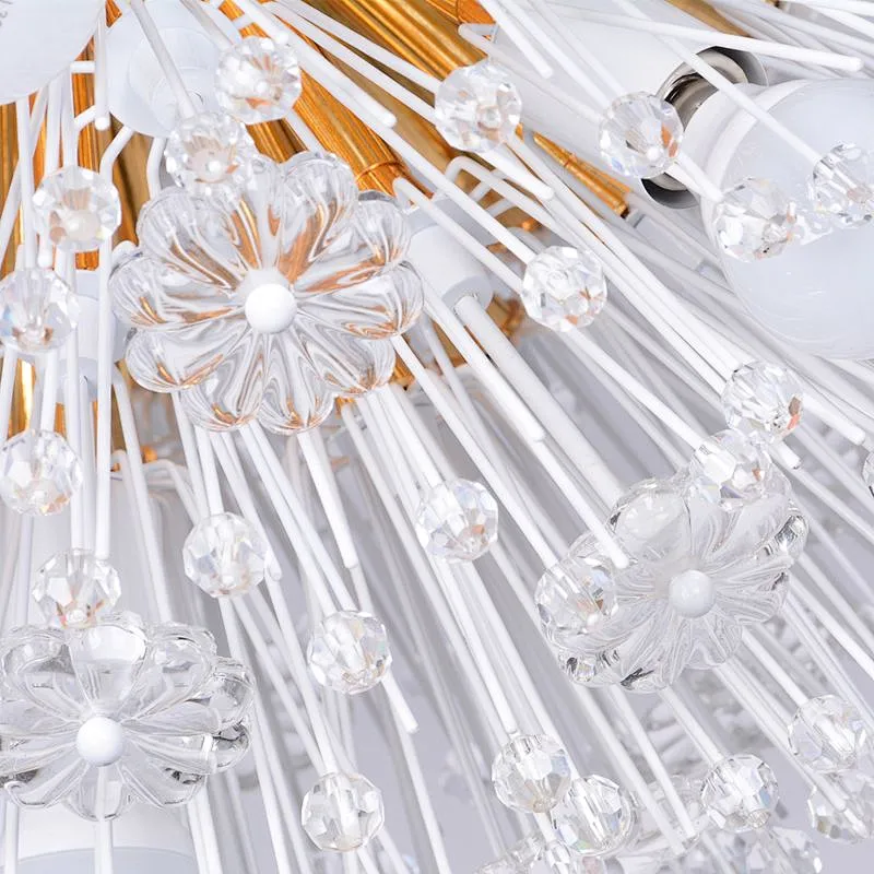 Modern dandelion crystal glass gold spherical pendant chandelier for living room
