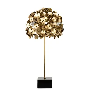 Antique brass leaves tree sculpture curly steel desk table lamp for livingroom home décor