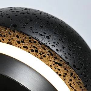 Solar eclipse natural black travertine stone wall light