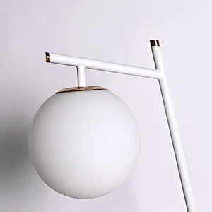 Modern style dimmable white finish hanging melon milky glass ball table lamp