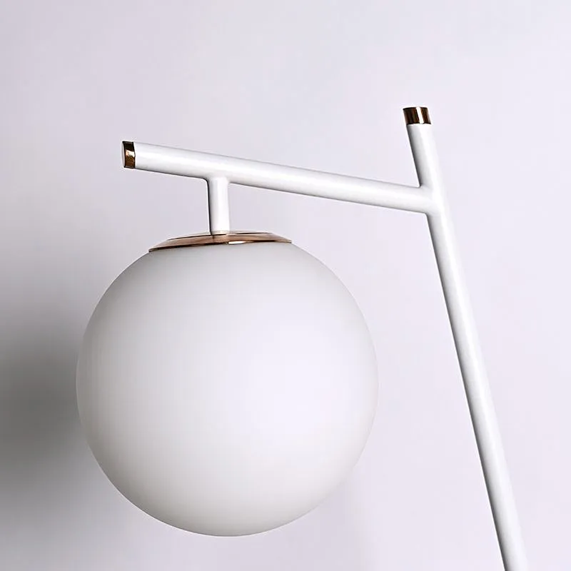 Modern style dimmable white finish hanging melon milky glass ball table lamp