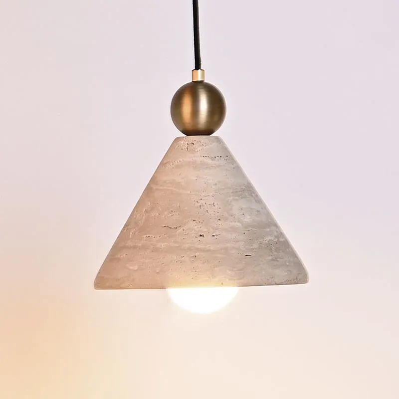 Cone natural travertine stone restaurant pendant light