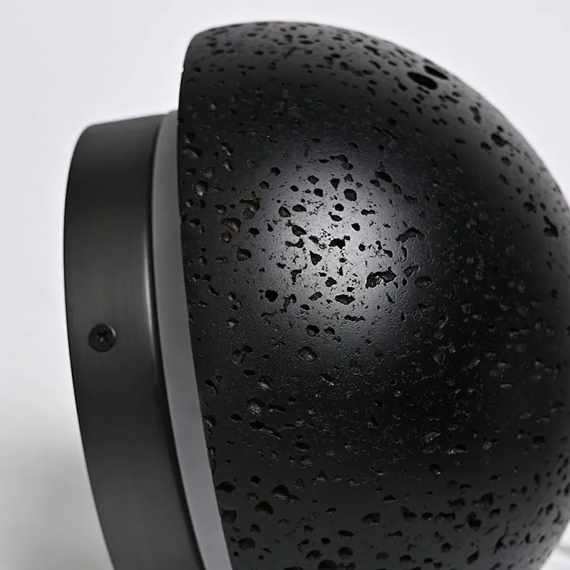 Solar eclipse natural black travertine stone wall light