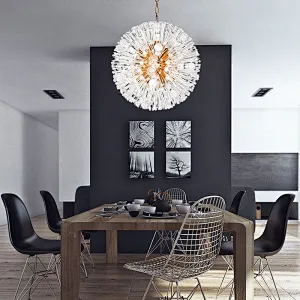 Modern dandelion crystal glass gold spherical pendant chandelier for restaurant