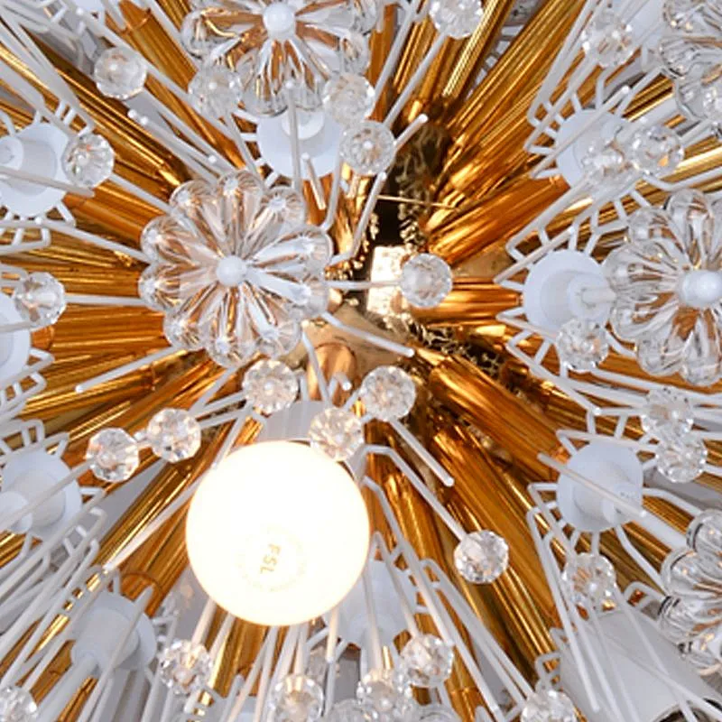 Modern dandelion crystal glass gold spherical pendant chandelier for living room