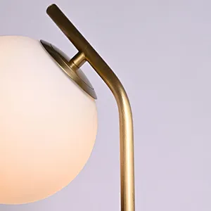Modern style dimmable brass finish fruited melon milky glass ball table lamp