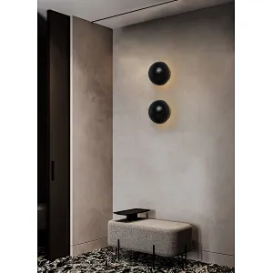 Solar eclipse natural black travertine stone wall light