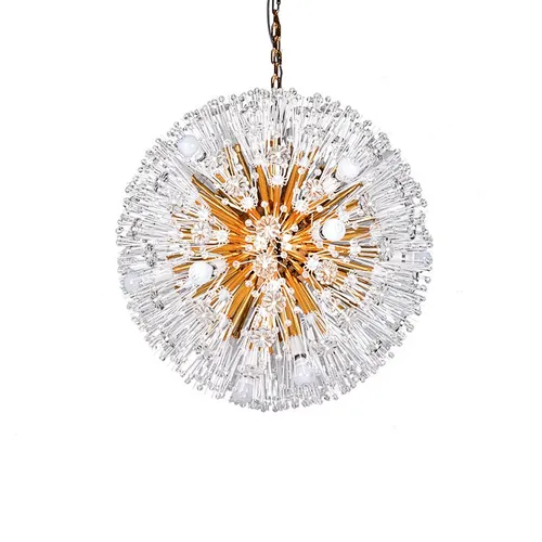 Modern dandelion crystal glass gold spherical pendant chandelier for restaurant