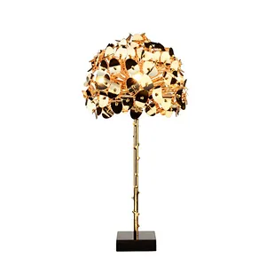 Modern style leaves tree sculpture curly steel desk table lamp for livingroom home décor