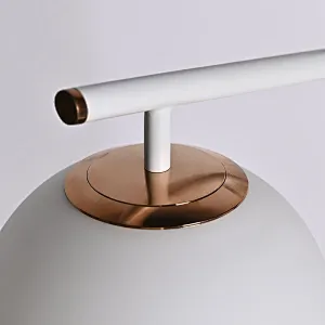 Modern style dimmable white finish hanging melon milky glass ball table lamp