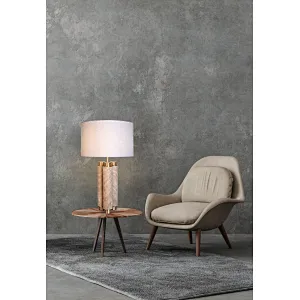 3-Clump natural travertine stone desk table lamp with fabric lampshade for living room bedroom