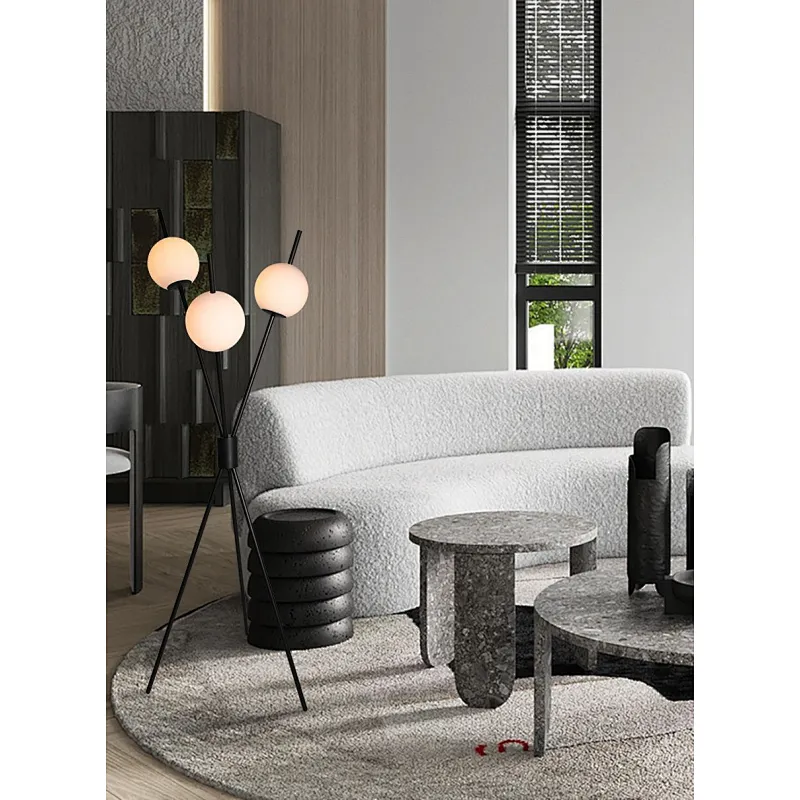 Modern style bronze finish fruited melons milky glass ball floor lamp for living room bedroom