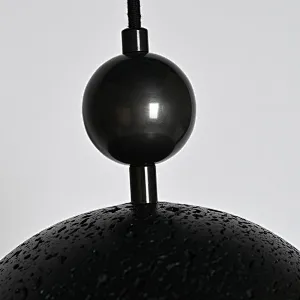 Antique bronze finish semicircle natural black travertine stone restaurant pendant light