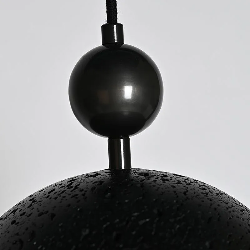 Antique bronze finish semicircle natural black travertine stone restaurant pendant light