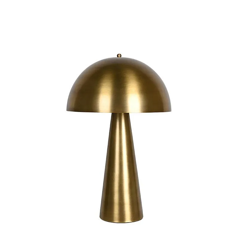 Classic modern antique golden brass steel semicircle lampshape mushroom shape table lamp for living room
