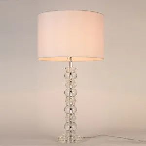 Elegant design round complex features crystal glass spheres desk table lamp with fabric shade for livingroom bedroom
