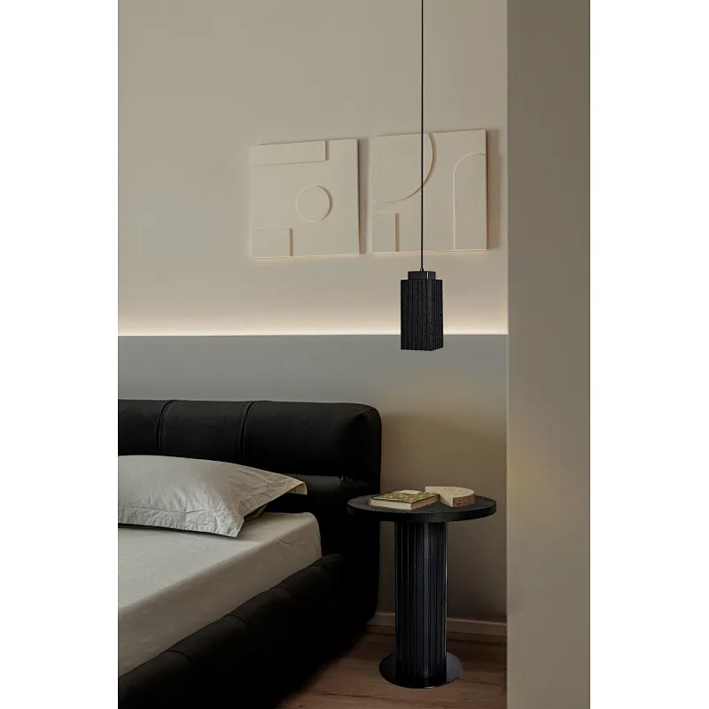 FRP column natural black travertine stone corner table