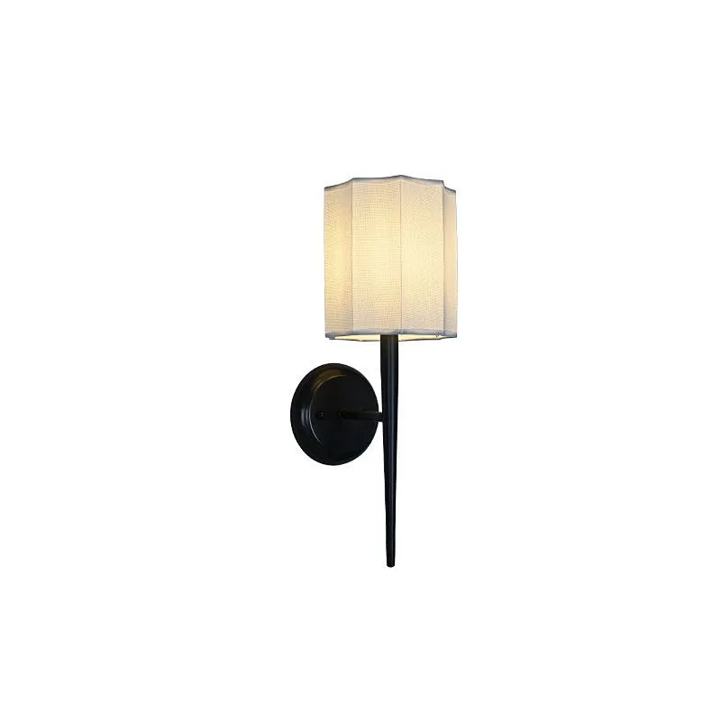 Quincunx fabric-shade bronze cone wall lamp