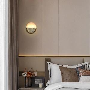 Creative sunrise antique brass hand dyeing finish alabaster wall lamp night light