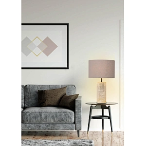 Luxury Natural Selenite Stone Column Table Lamp With Fabric Shade for living room sofa side bedside light