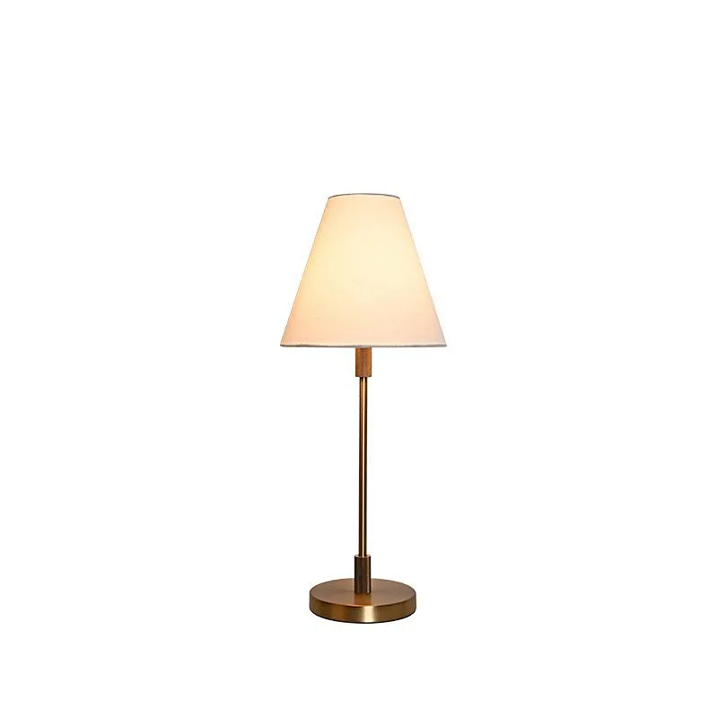 Classic simple knurled metal base fabric lampshade desk table lamp