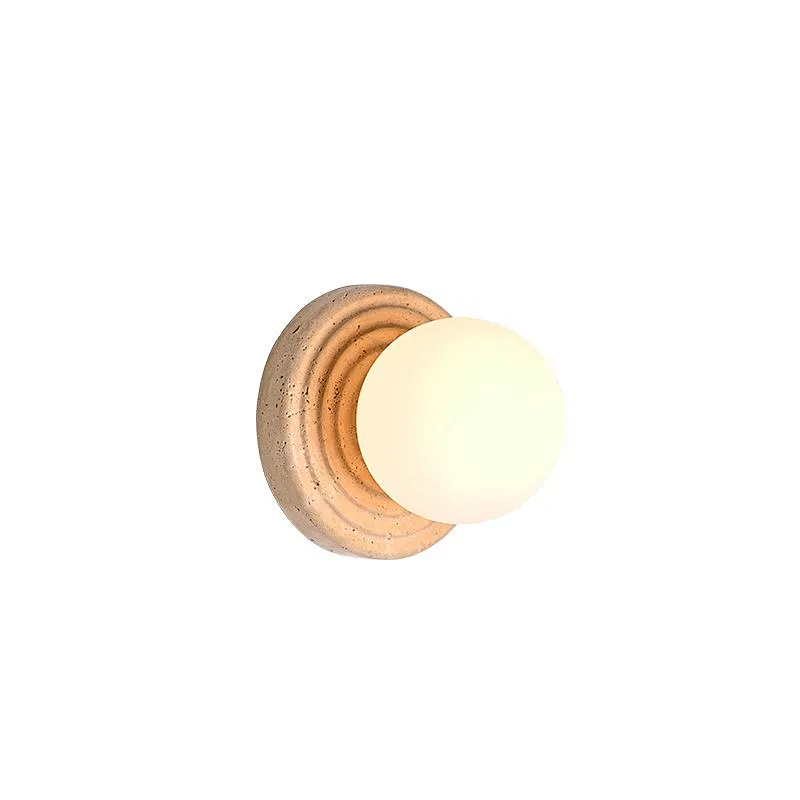 Opal glass ball travertine base sand painting art wall light
