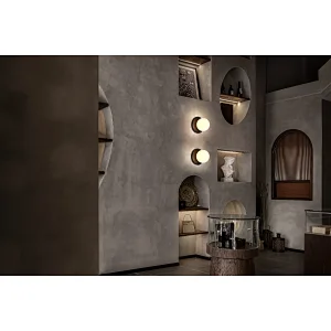 Opal glass ball bronze base sand painting art wall light