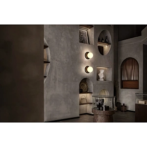 Opal glass ball bronze base sand painting art wall light