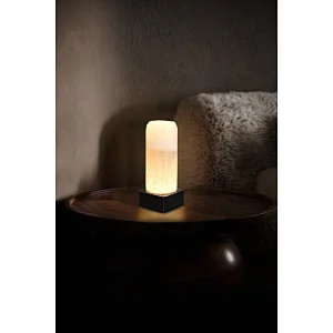 LED bottom light bronze finish natural selenite stone table lamp for bedside light