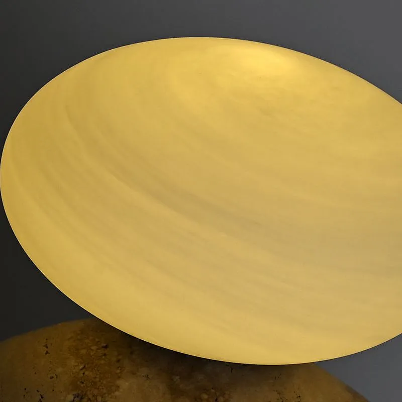 Travertine cobble base opal glass bedside dimmable mini night light