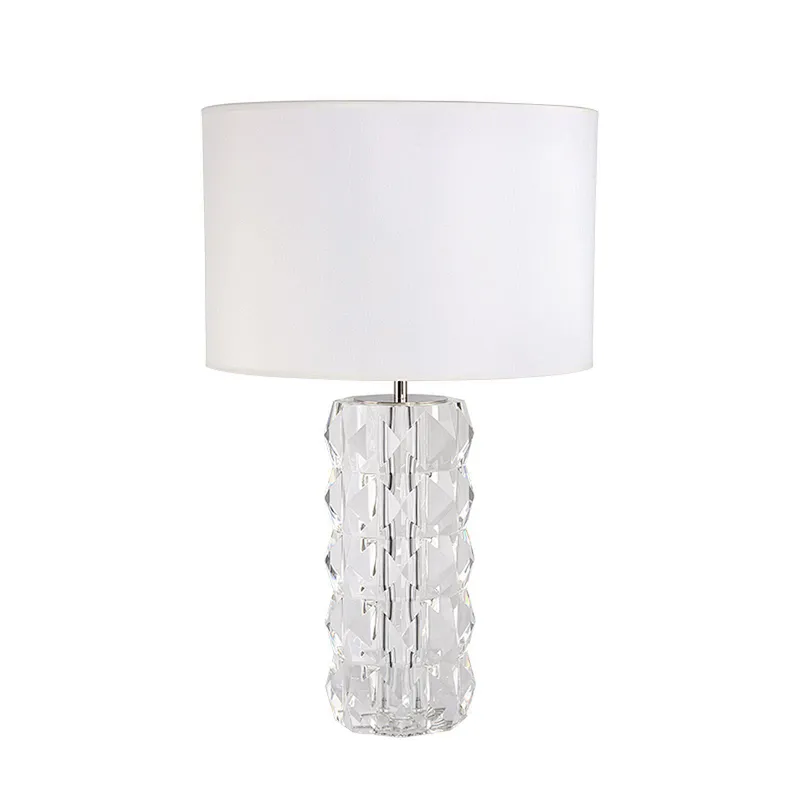 Luxury bright pyramid round crystal glass table lamp