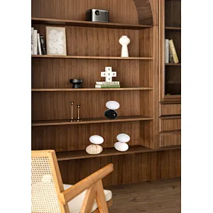 Travertine cobble base opal glass bedside dimmable mini night light